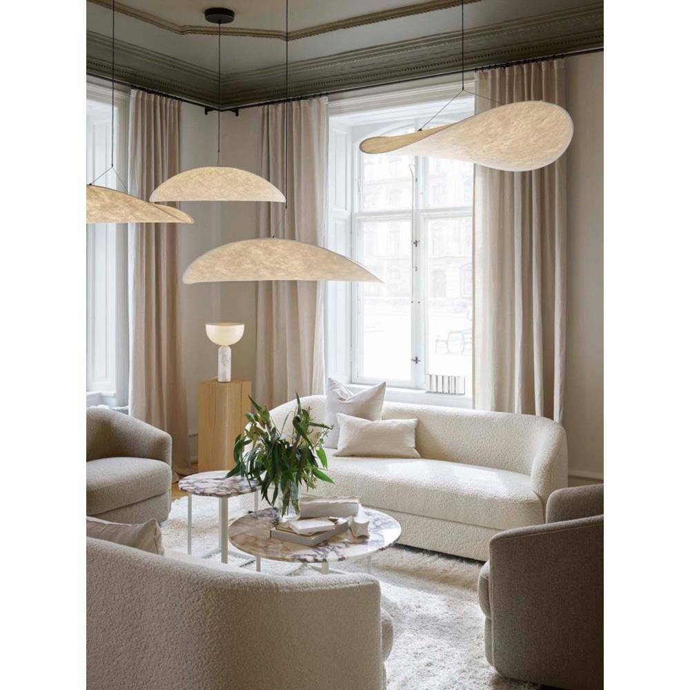 日式侘寂风简约卧室灯设计师名宿餐厅吊灯北欧艺术蚕丝布茶室灯具