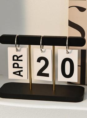 2025新款翻页日历摆件创意木质桌历玄关客厅桌面装饰拍摄拍照道具