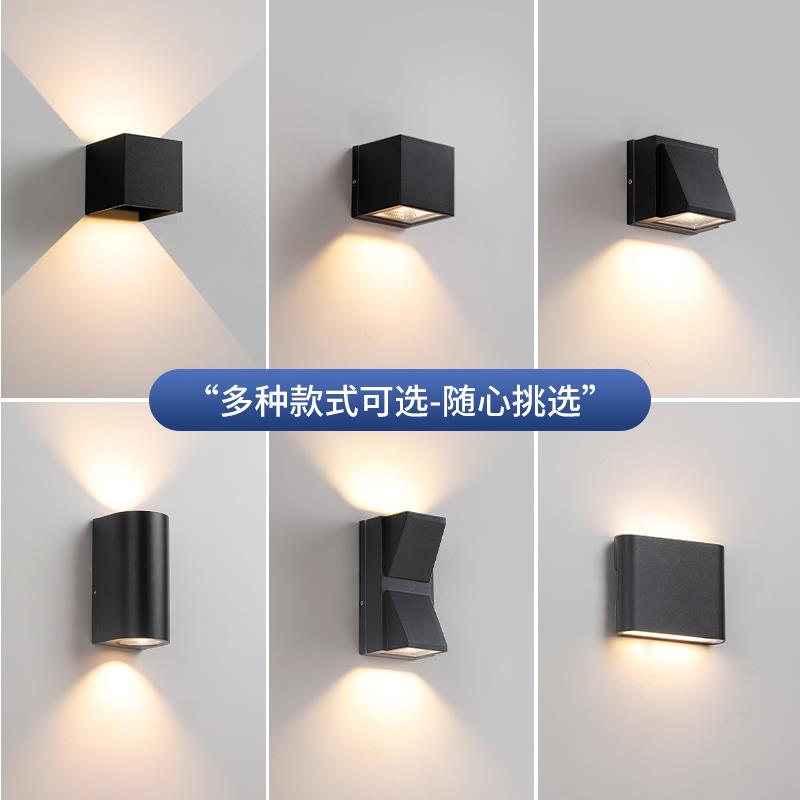 LED壁灯过道灯户外防水围墙洗墙灯双头射灯室外酒店庭院别墅外墙