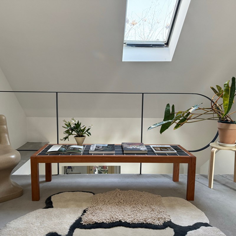 创意DIY实木瓷砖茶几中古风小户型客厅茶几复古方形换鞋凳手工桌