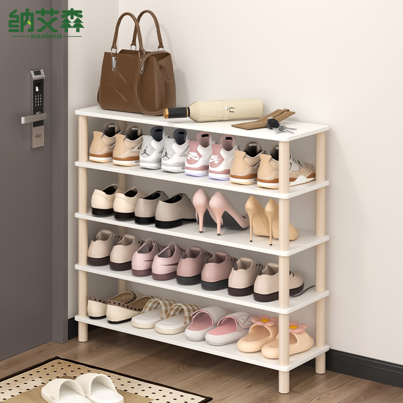 鞋架子家用门口多层窄小超薄鞋柜门外走廊楼道换鞋凳白色木质