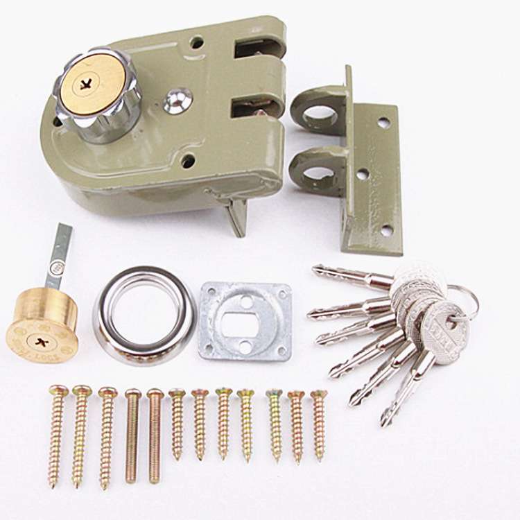 一字十字老虎锁双锁头保险门锁老式双扇门扣锁外装门锁老式防盗锁