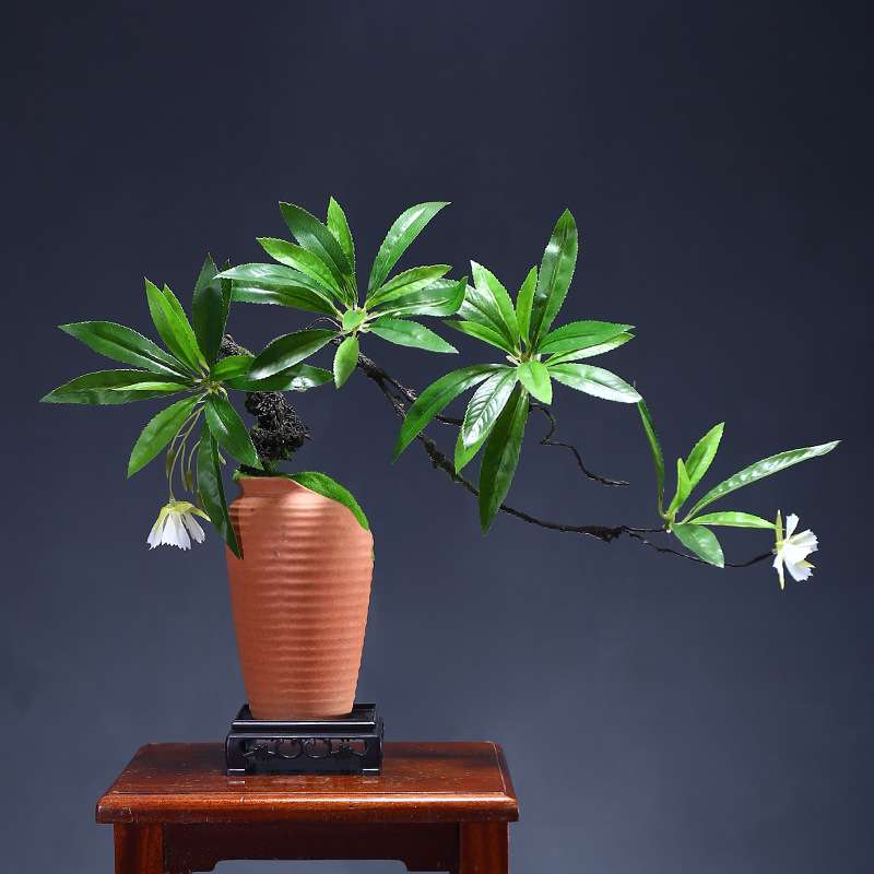 新中式仿真马醉木绿植陶瓷花瓶套装室内台面禅意花插摆件茶室装饰