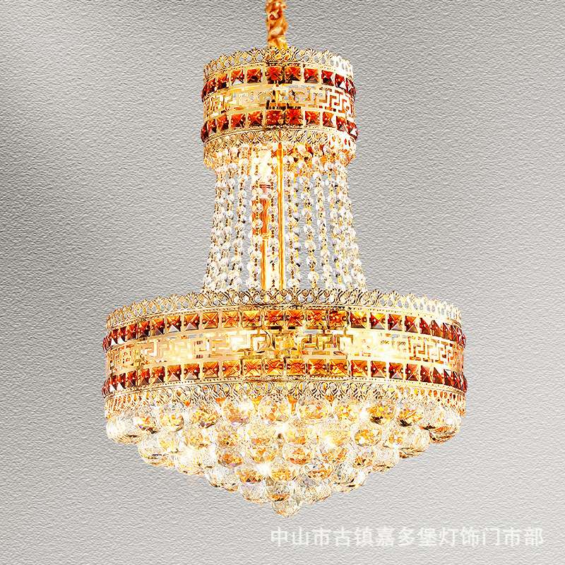 欧式水晶吊灯别墅复式楼梯间吊灯奢华客厅餐厅吊灯玄关过道灯具