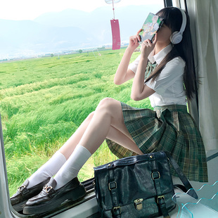 学院风JK制服套装 原创夏季 森中律 校供短裙百褶裙 绿色jk裙正版