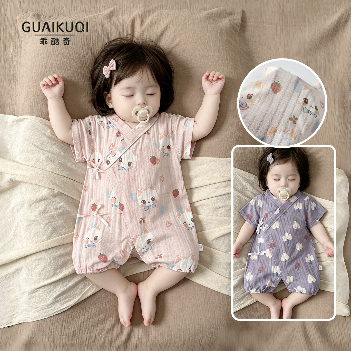 婴幼儿短袖连体衣护肚和尚服夏装