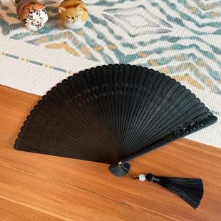 随身迷你扇子 5.8寸全竹折扇古风中国风女古典舞蹈扇纯色镂空夏季