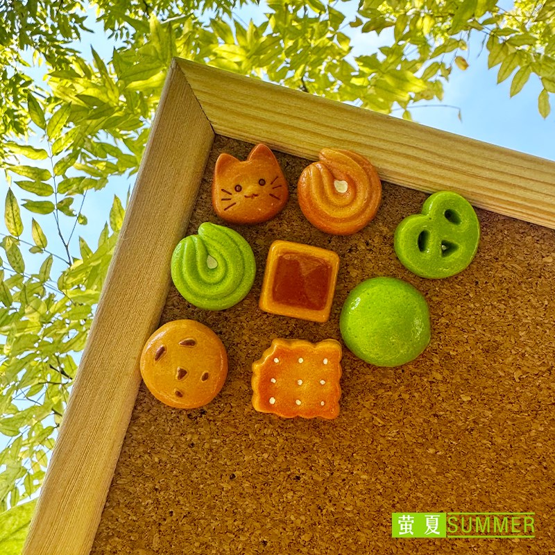 8个创意图钉下午茶曲奇饼干甜点软木板毛毡照片墙留言版工字按钉