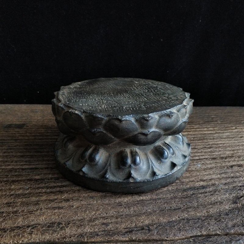 莲花茶承天然青石鼓石雕镇尺茶托摆件吸水兽砚台荷花底座礼物收藏