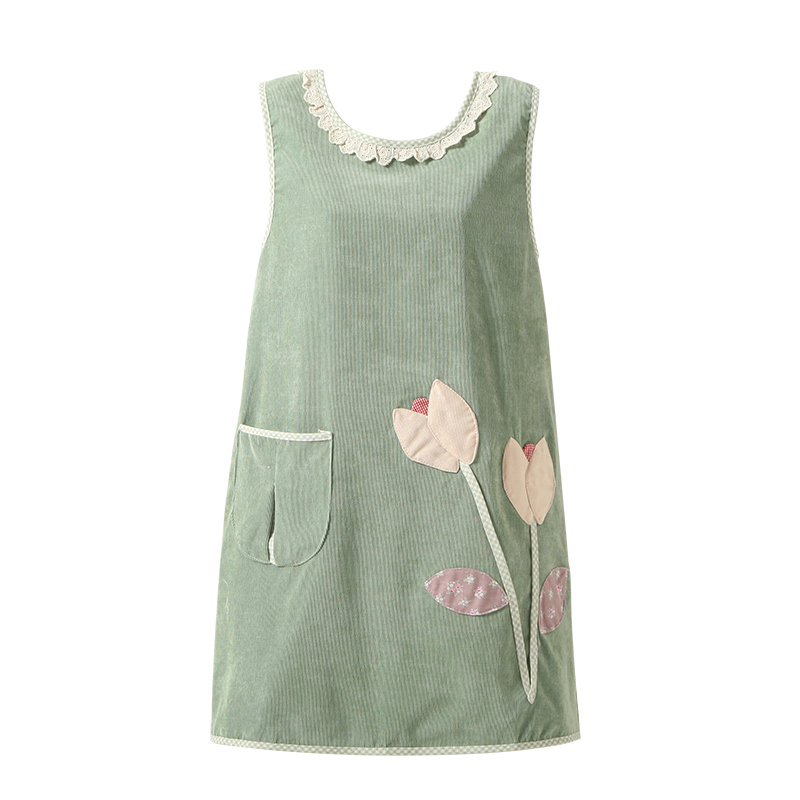 2019新款韩版时尚女家居双层围裙厨房防水防油做饭坎肩式烧菜围腰