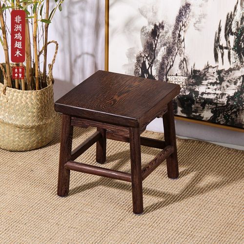 红木家具非洲鸡翅木中式餐桌四方凳实木整板方凳吃饭洗脚凳梳妆凳