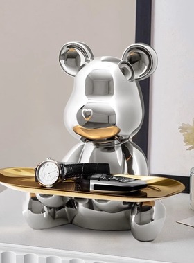 创意电镀太空兔钥匙收纳托盘摆件玄关家居装饰乔迁新居开业礼物