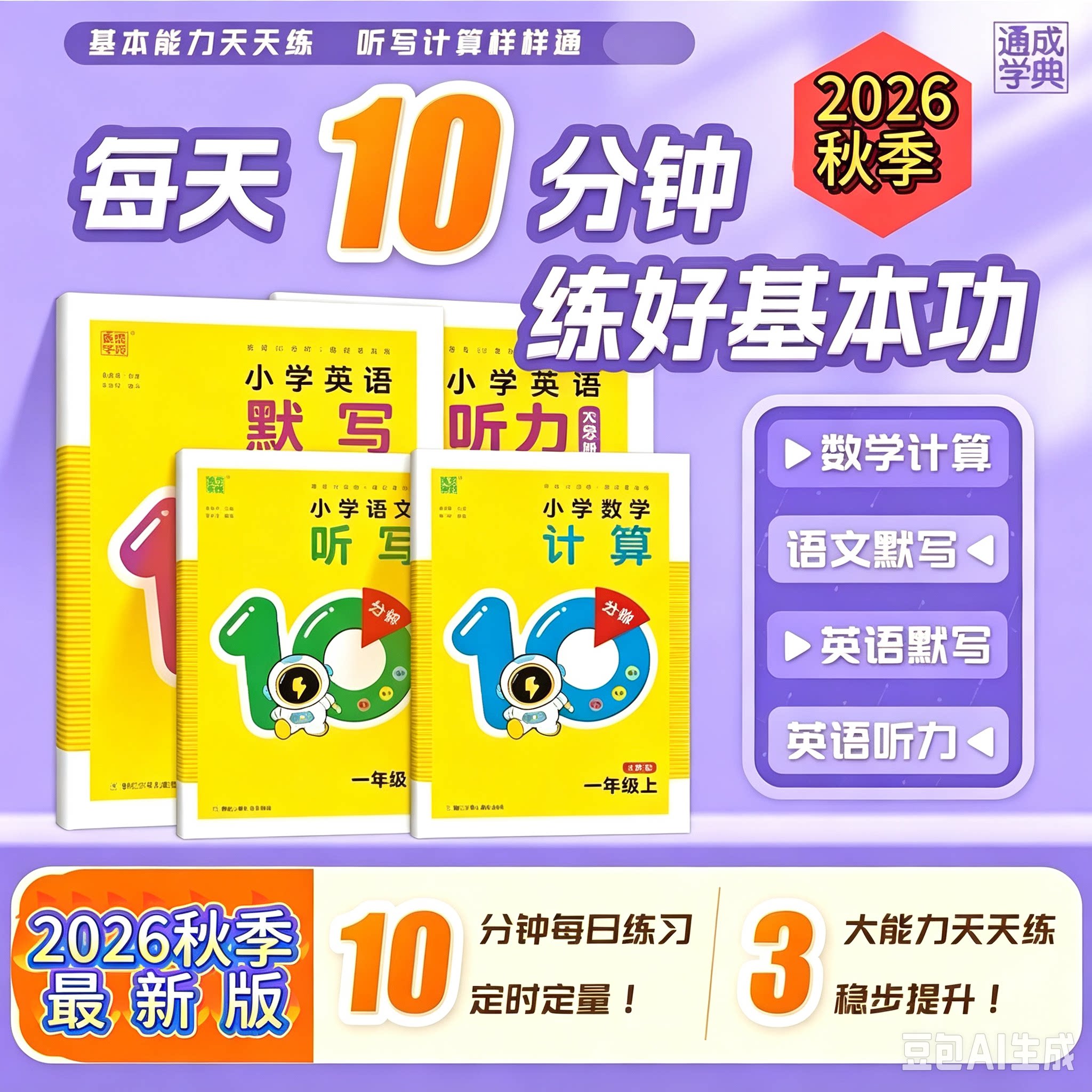 语文数学英语默写十分钟上册