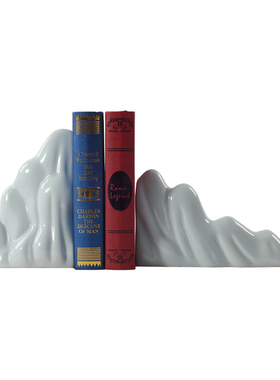 新中式创意假山书挡书靠书立陶瓷摆件石头办公室桌样板房软装饰品