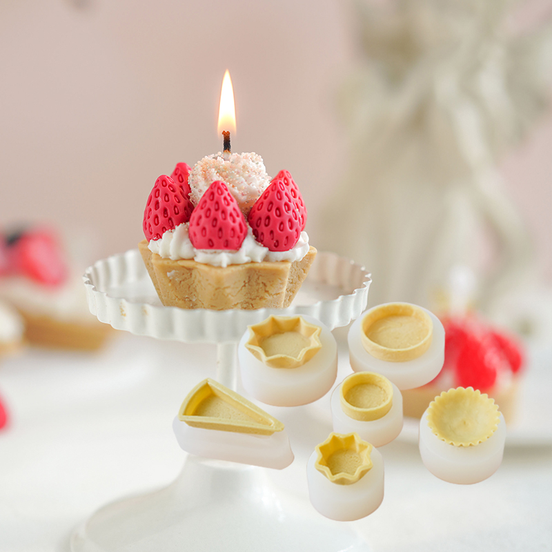 仿真蛋挞皮矽胶模具diy法式甜品蛋糕胚装饰手工香薰蜡烛烘焙模具