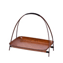 中式 干果点心托盘收纳竹雕竹编制品 手工编织果盘藤编水果盘篮日式