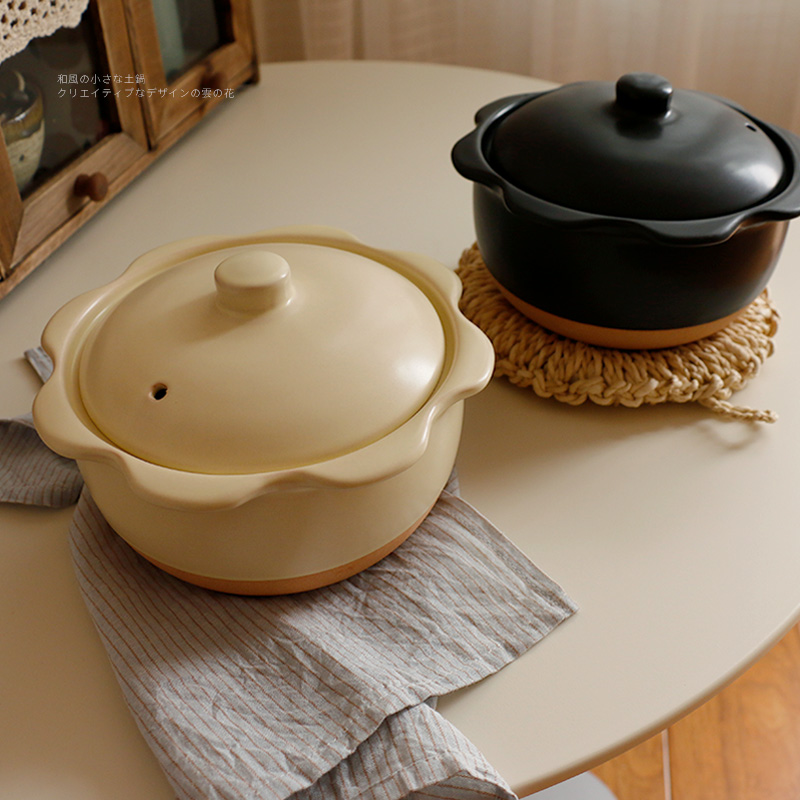 花土锅丨日式可爱温柔花朵造型陶瓷砂锅 家用高温煲汤寿喜炖锅