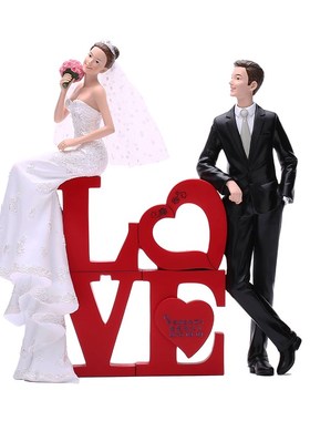 创意送闺蜜新结婚礼物欧式婚房软装饰品店铺橱窗布置LOVE人物摆件