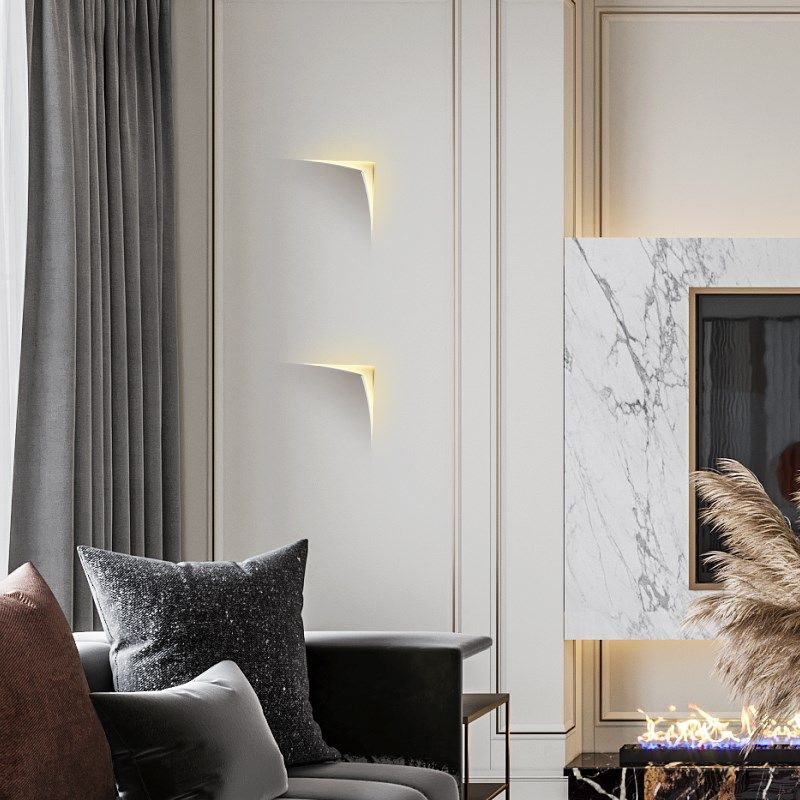 无边框网红书页折页石膏壁灯酒店客厅过道走廊背景墙嵌入式无主灯