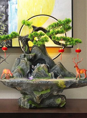 客厅桌面小型流水生财摆件高级感小众办公室玄关水景循环水装饰品