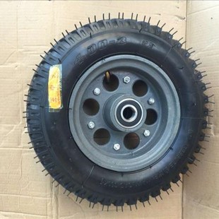 400 8充气轮子铸铁钢圈加厚外胎充气轮马车轮胎被206轴承305轴承