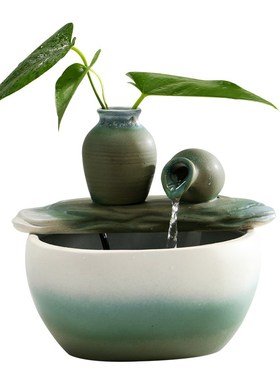 小型流水器喷泉流水摆件客厅循环水转运办公室桌面加湿器装饰品