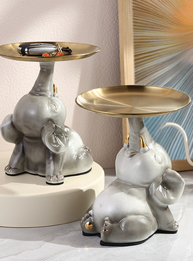 创意小象轻奢摆件桌面收纳玄关进门钥匙客厅家居装饰品开业礼物