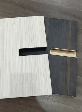 极简窄边U形嵌入式拉手横装衣柜门把手抽屉开槽暗装黑色隐形拉手