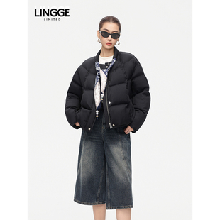 ATELIER 高级感亮面宽松无帽短款 • 丝带款 羽绒服女 暖奢 LINGGE