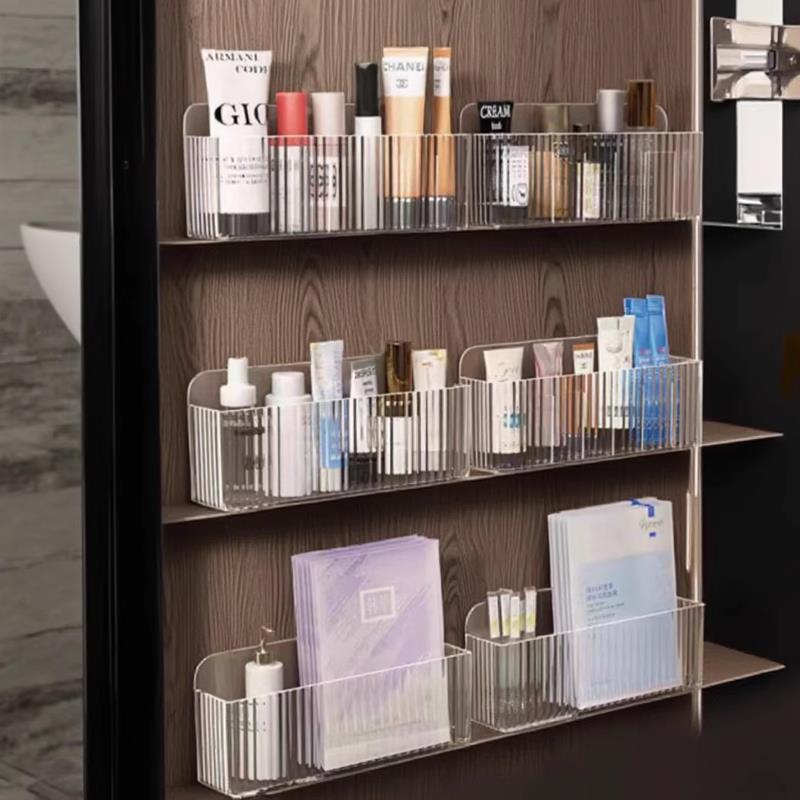 镜柜壁挂架免打孔洗刷间浴室镜门口红化妆品刷子面膜棉棒置物架