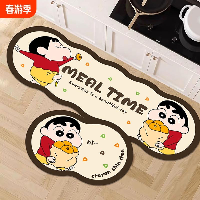 厨房防油防滑地垫卧室长条床边脚垫进门地毯家用门垫卡通
