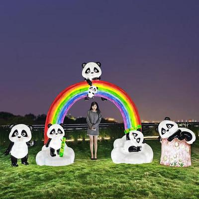 玻璃钢卡通熊猫雕塑商场景区商业街美陈装饰网红拍照打卡动物摆件