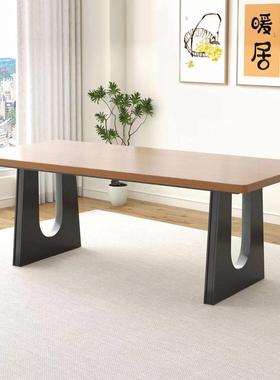 复古实木桌桌腿支架岩板奢石餐桌底座桌脚茶桌书桌桌面支撑桌脚架