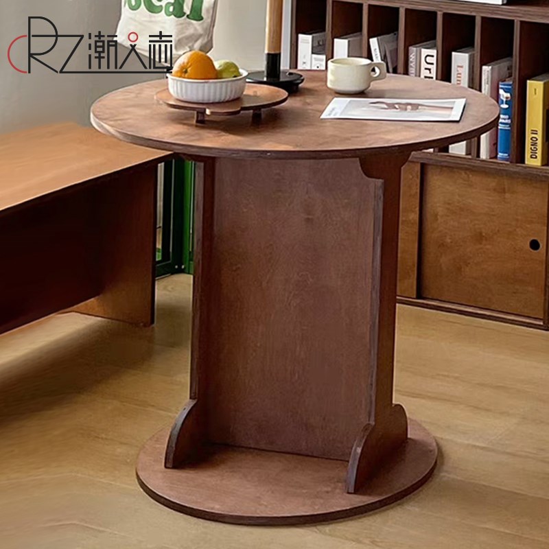 潮人志海洋板复古咖啡桌日式简约圆桌餐厅甜品咖啡店创意中古餐桌