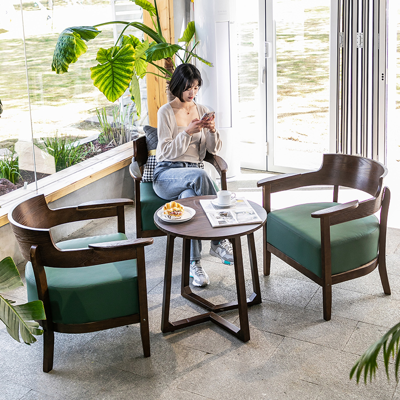 简约实木休息区会客沙发商务接待洽谈办公室休闲茶几组合店面桌椅