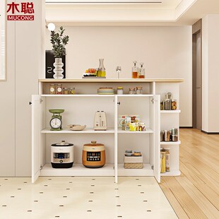 奶油风客厅岩板餐边柜吧台隔断柜一体家用开放式 厨房储物柜8G297