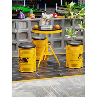 工业风桌椅组合创意餐厅铁艺咖啡厅美式奶茶店洽谈桌等候区餐圆桌