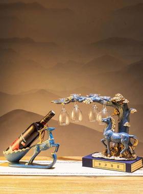 葡萄杯红酒架摆件现代轻奢新中式博古架家里酒柜子玄关装饰工艺品