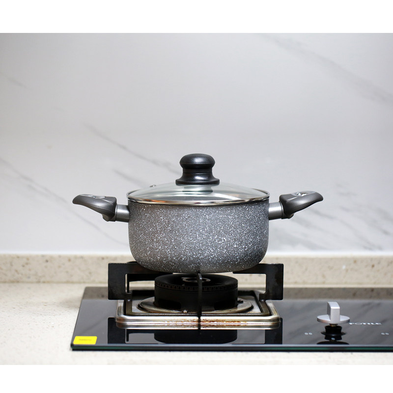 麦饭石汤锅小炖锅 不沾平底锅 18/20cm 双耳奶锅 煮粥泡面煎蛋锅