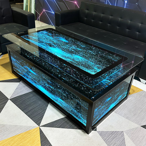 现货ktv茶几发光星空欧式酒吧台钢化玻璃不锈钢茶几七彩变色简约