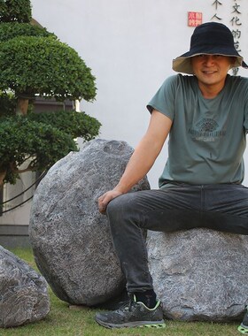 田园玻璃钢仿真黄蜡石户外风景造景装饰树脂泰山石摆件雪浪石送礼