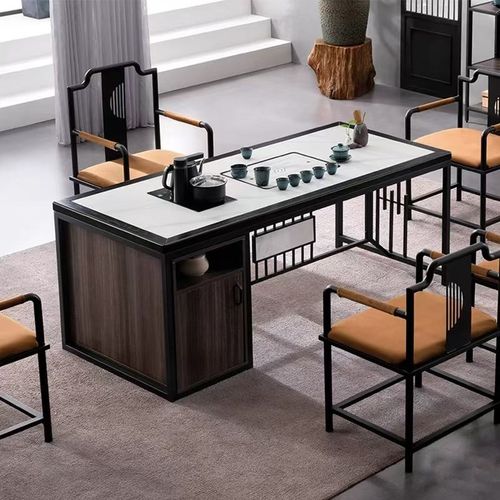 新中式茶台茶桌椅组合家用办公室客厅功夫泡茶台一桌五椅茶几组合