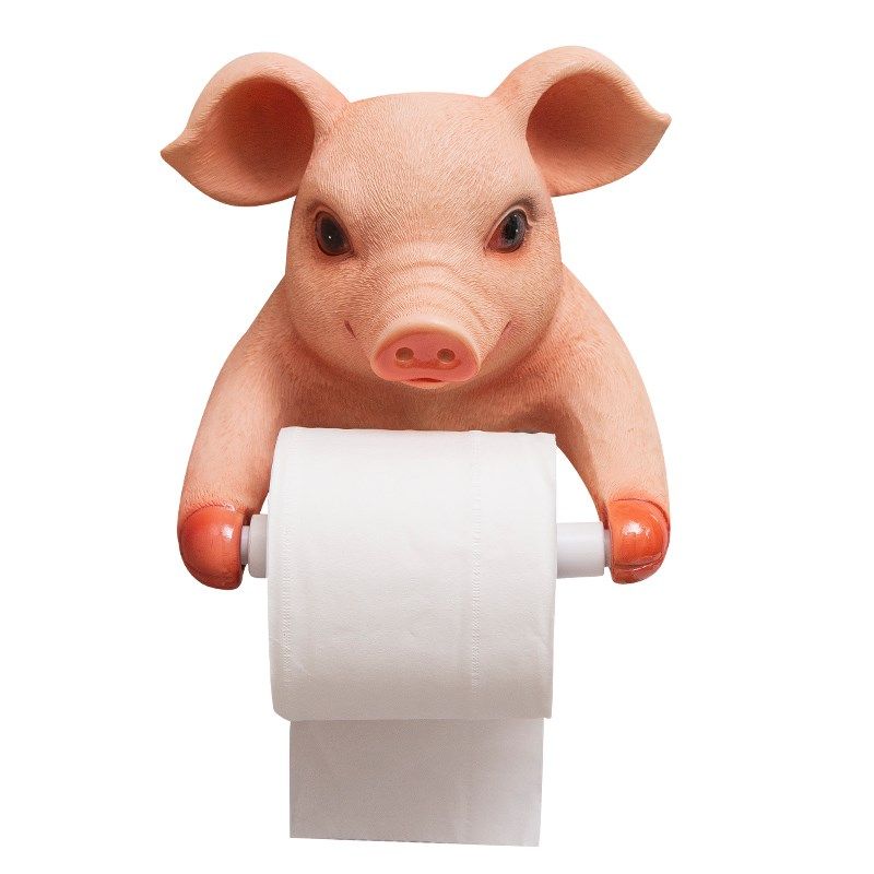 创意卫生间厨房纸巾架树脂可爱猪欧式浴室厕所卷纸架壁挂式厕纸盒