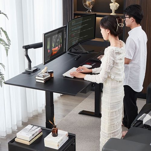 爱特屋双人电动升降桌工作台电脑桌家用客厅大长书桌书房书法桌