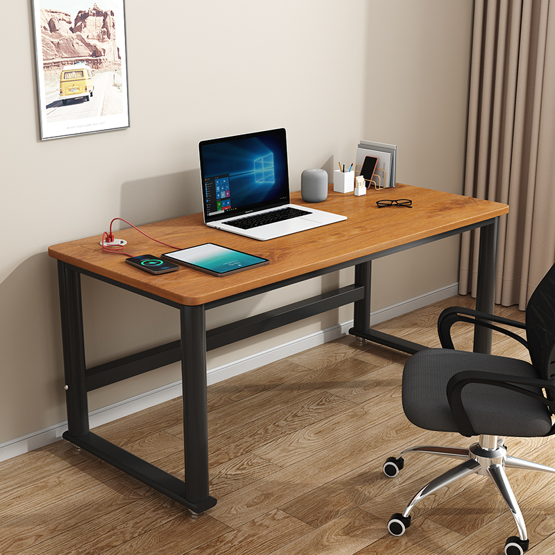 家用台式电脑桌卧室学生书桌学习桌简约写字台钢木书桌双人办公桌