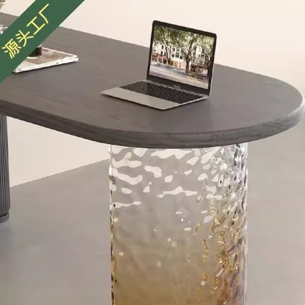 轻奢透明亚克力c型水波纹桌腿