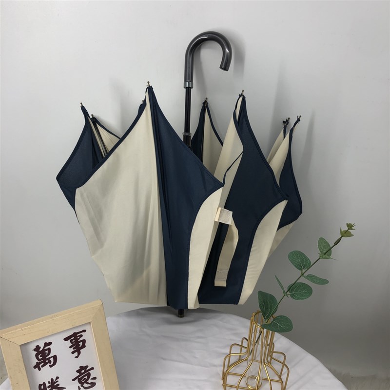 新款日韩雨伞创意个性玉兰花瓣伞晴雨两用手动包边蓝白折叠弯钩伞