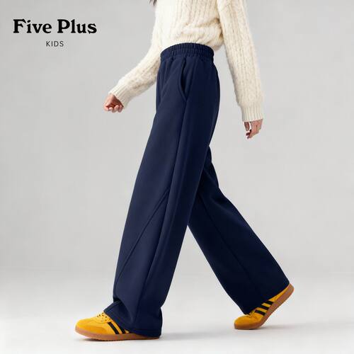 Five Plus女童加绒裤子2026新款冬加厚一体绒弯刀长裤儿童运动裤