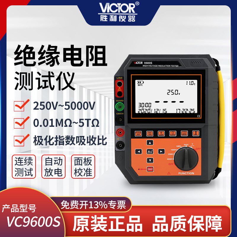 胜利仪器VICTOR高压绝缘电阻测试仪 兆欧表 电阻测试器 VC9600S