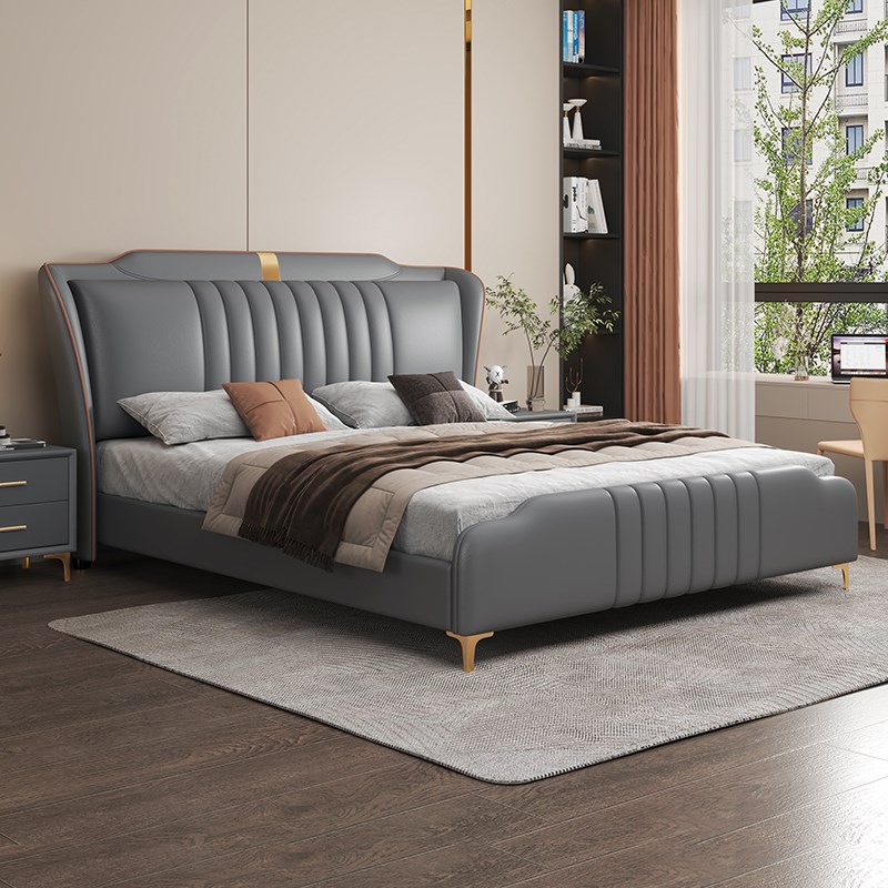2024新款意式极简皮床1米8主卧室高端大气双人大床轻奢现代布艺床